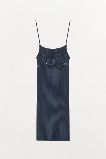 Customized  Sequin Embellished Ribbed Knit Mini Dress