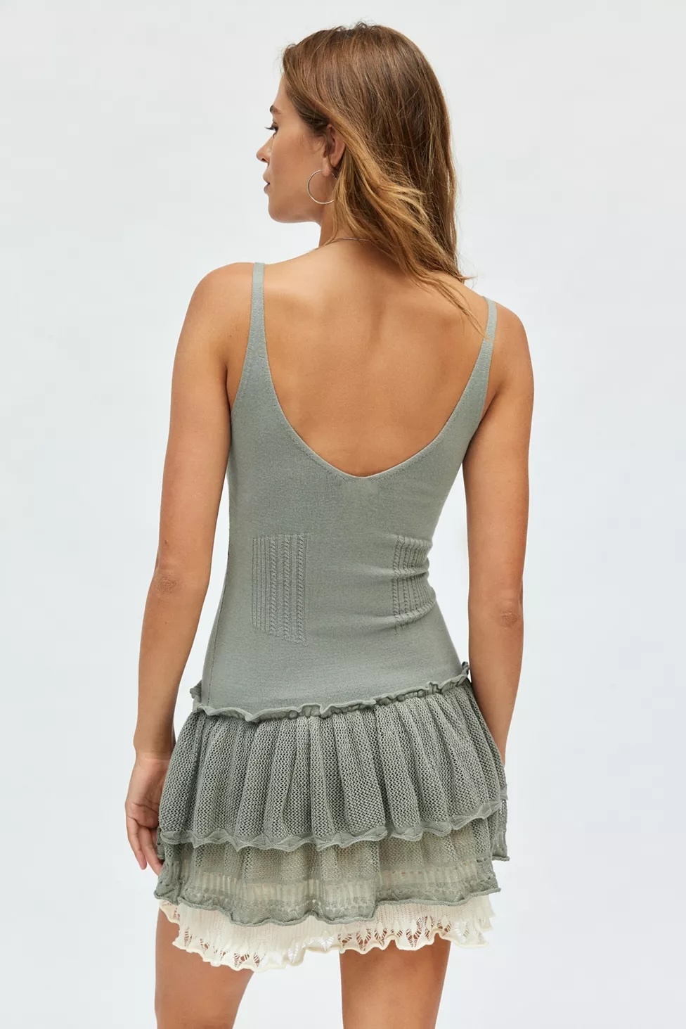 Made-to-order Ruffle Hem Layered Knit Mini Dress