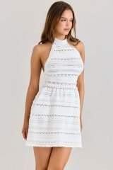 Customized  White knit  Halter Mini Dress