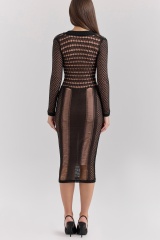Factory Direct Black Sheer Knit Bodycon Midi Dress