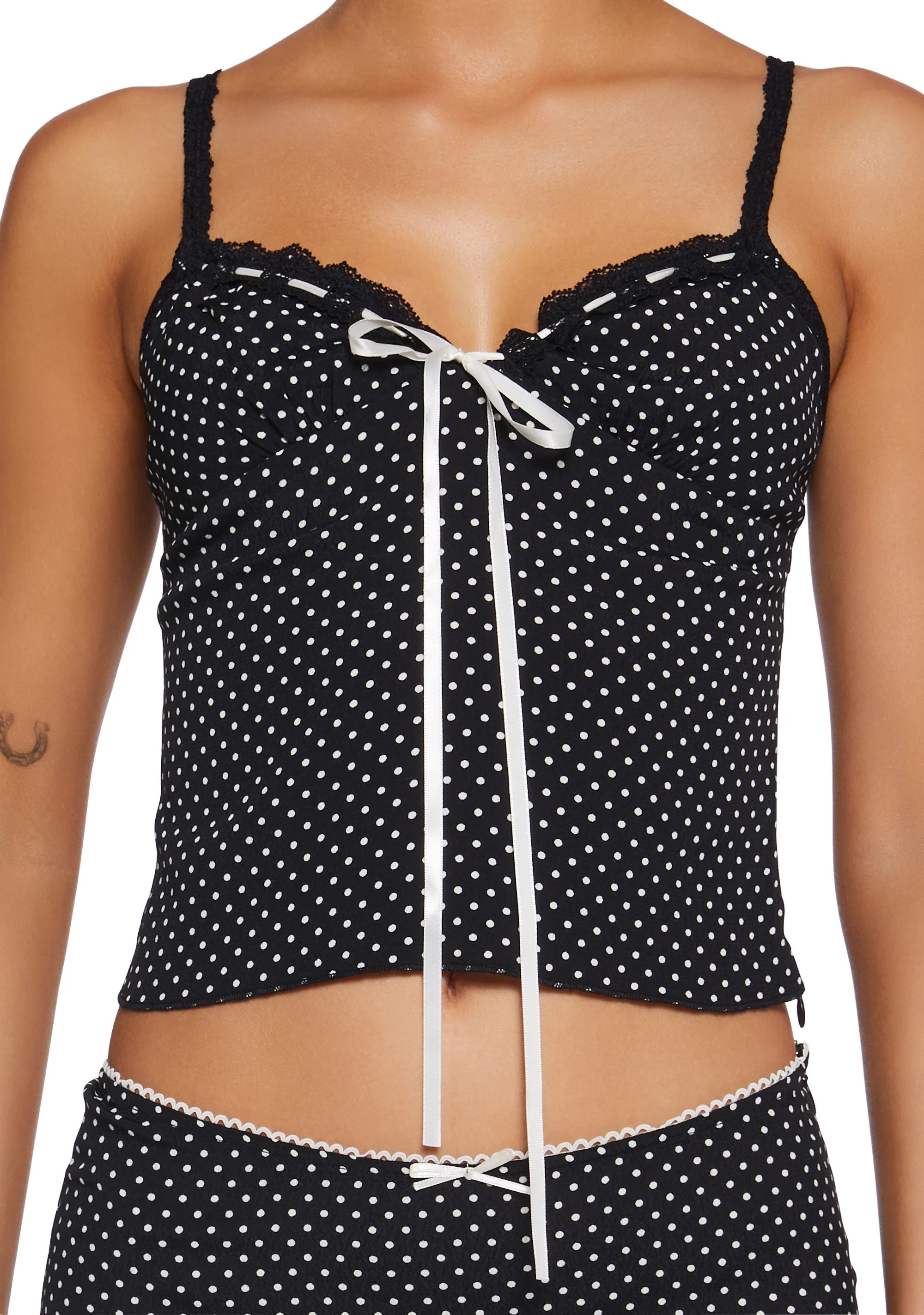 Custom Design  Made-to-order Polka Dot Two-Piece Camisole and Midi Skirt Set