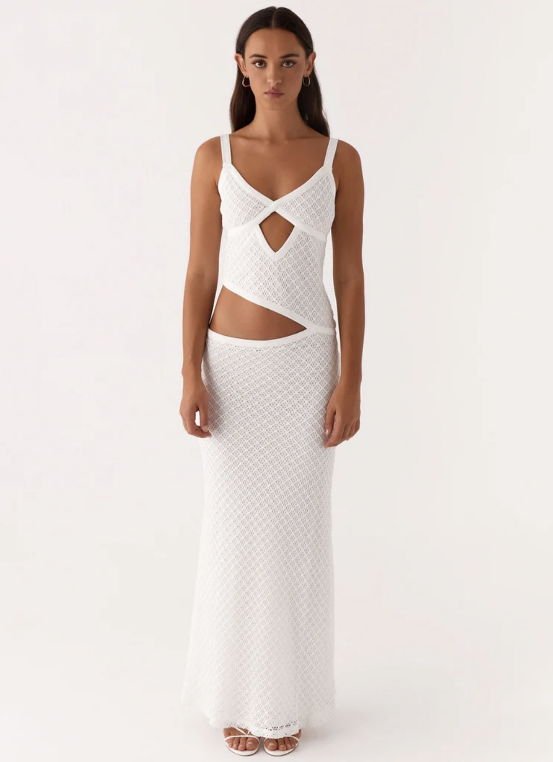 Factory Direct White Cutout Lace Knit Bodycon Dress