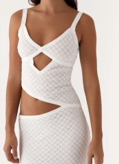 Factory Direct White Cutout Lace Knit Bodycon Dress
