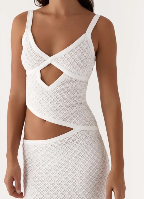 Factory Direct White Cutout Lace Knit Bodycon Dress