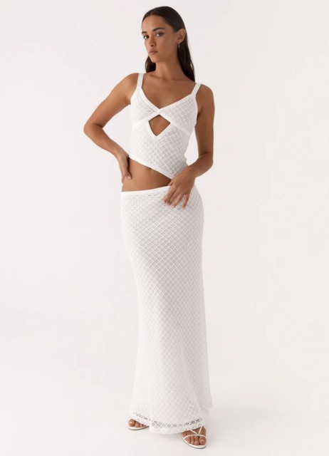 Factory Direct White Cutout Lace Knit Bodycon Dress