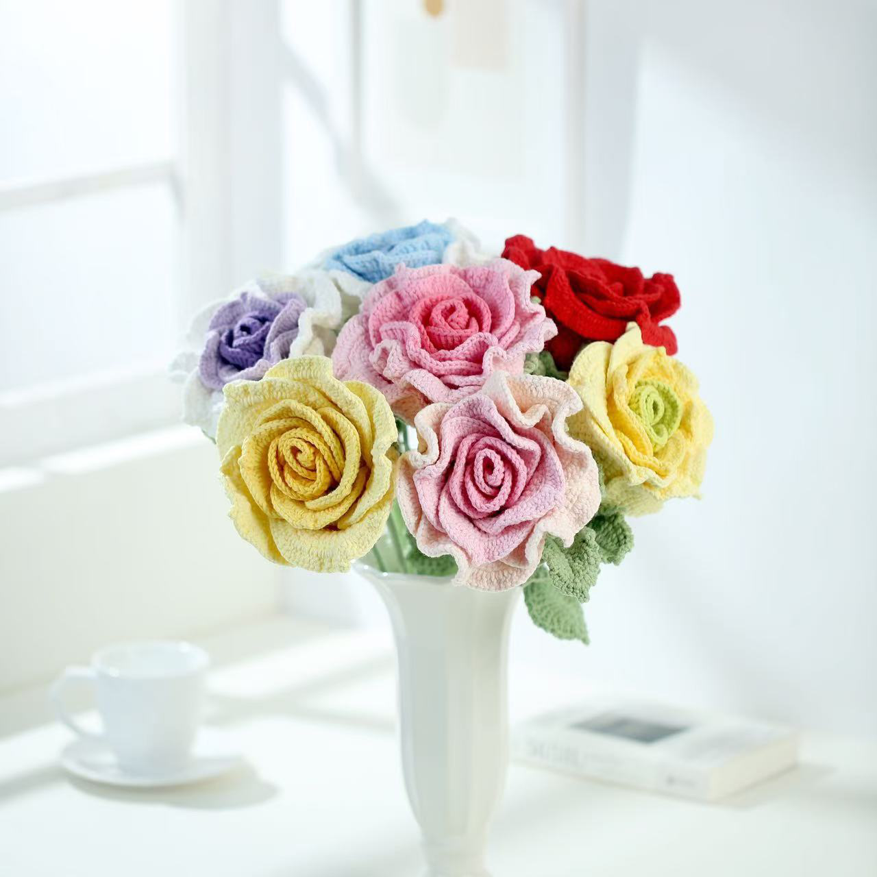 Handmade Crocheted Rose Bouquet – Assorted Colors
