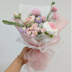Handmade Crocheted Sunflower & Rose Bouquet