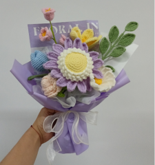 Handmade Crocheted Sunflower & Rose Bouquet