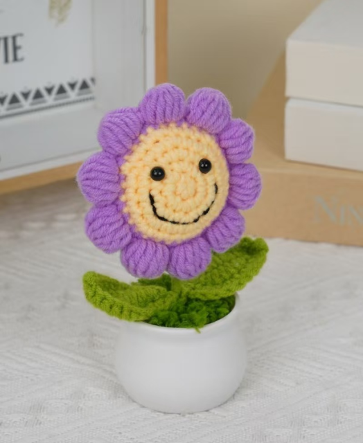 Handmade Crocheted Sunflower Plant in Pot