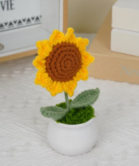 Handmade Crocheted Sunflower Plant in Pot
