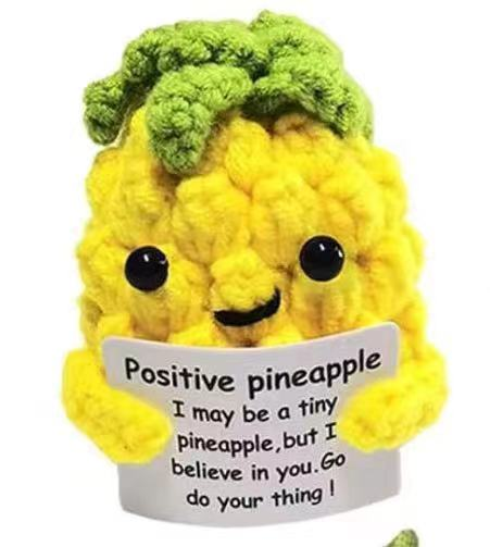 Positive Crocheted Pickle with Motivational Message