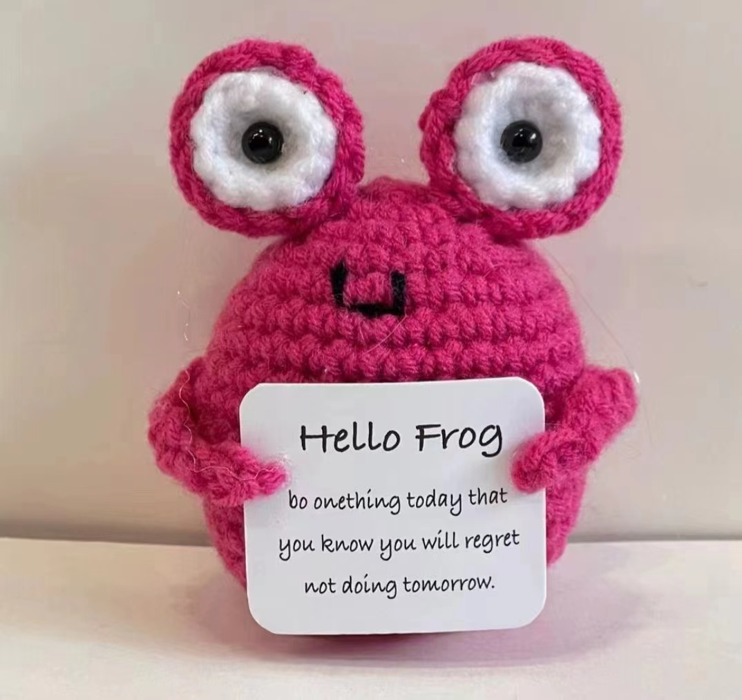 Positive Crocheted Pickle with Motivational Message