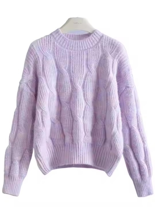 Wholesale-  Lavender Cable Knit Sweater