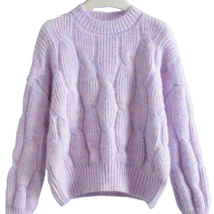 Wholesale-  Lavender Cable Knit Sweater