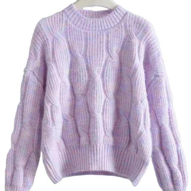 Wholesale-  Lavender Cable Knit Sweater