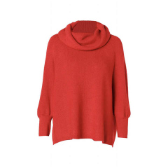 OEM ODM-Cozy Oversized Red Cowl Neck Knit Sweater