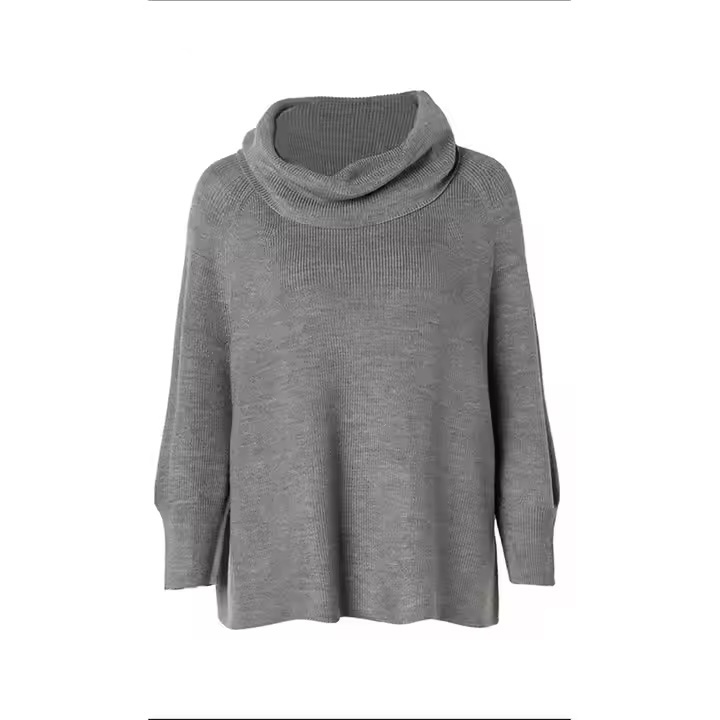 OEM ODM-Cozy Oversized Red Cowl Neck Knit Sweater