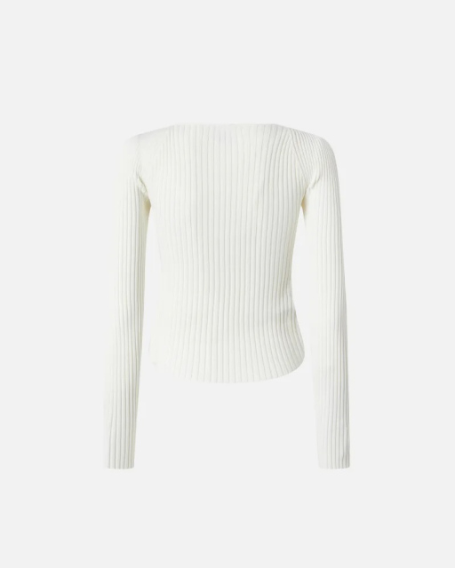 Made-to-order Ribbed Knit Orange Button-Up Top