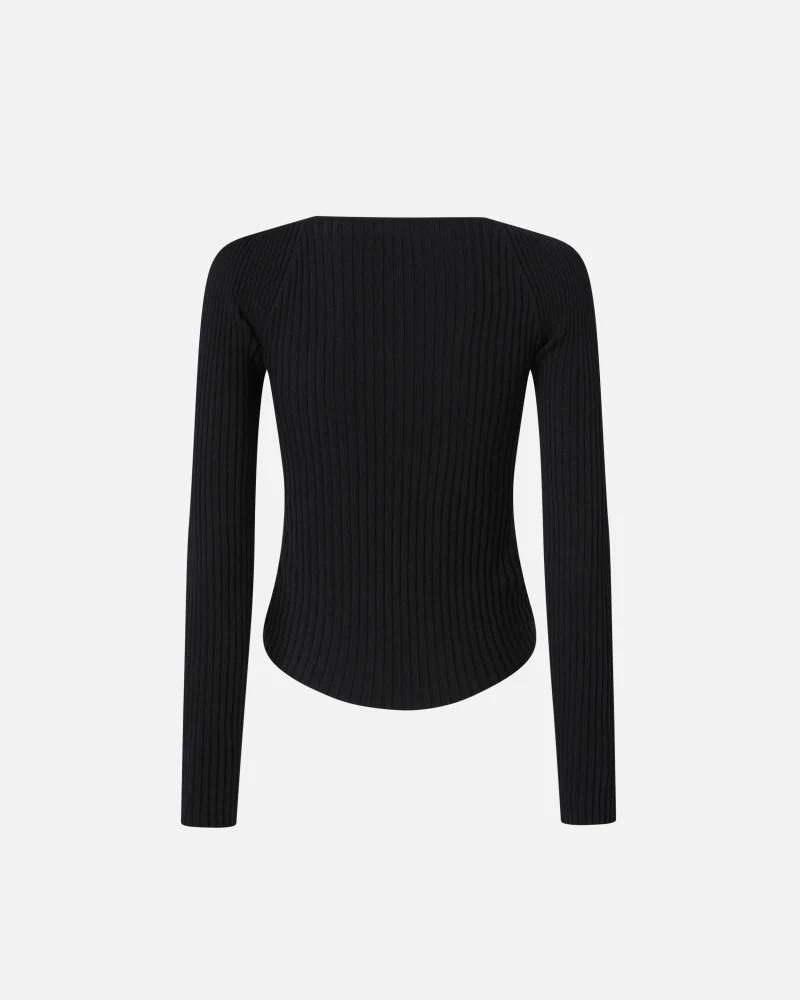 Made-to-order Ribbed Knit Orange Button-Up Top