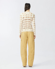 OEM ODM Cut-Out Knitted White Long-Sleeve Top