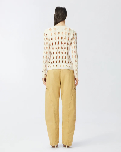 OEM ODM Cut-Out Knitted White Long-Sleeve Top