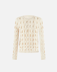 OEM ODM Cut-Out Knitted White Long-Sleeve Top