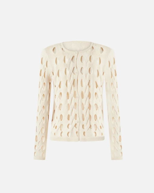 OEM ODM Cut-Out Knitted White Long-Sleeve Top