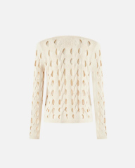 OEM ODM Cut-Out Knitted White Long-Sleeve Top