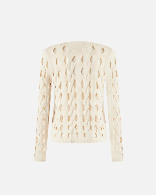 OEM ODM Cut-Out Knitted White Long-Sleeve Top