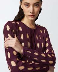 OEM ODM Cut-Out Knitted White Long-Sleeve Top