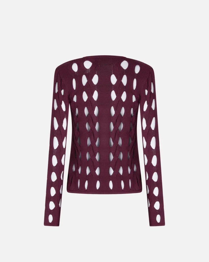 OEM ODM Cut-Out Knitted White Long-Sleeve Top