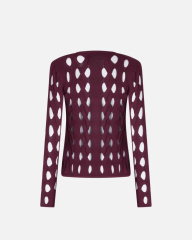 OEM ODM Cut-Out Knitted White Long-Sleeve Top