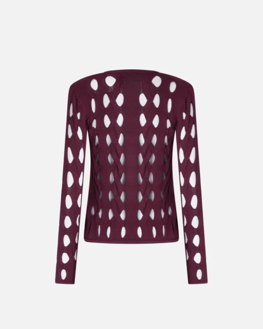 OEM ODM Cut-Out Knitted White Long-Sleeve Top