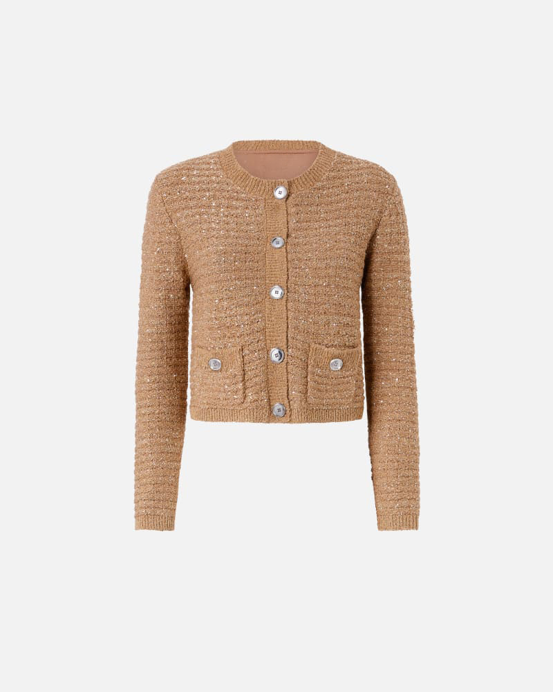 Custom Design Cropped Blue Tweed Cardigan