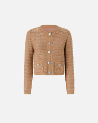 Custom Design Cropped Blue Tweed Cardigan