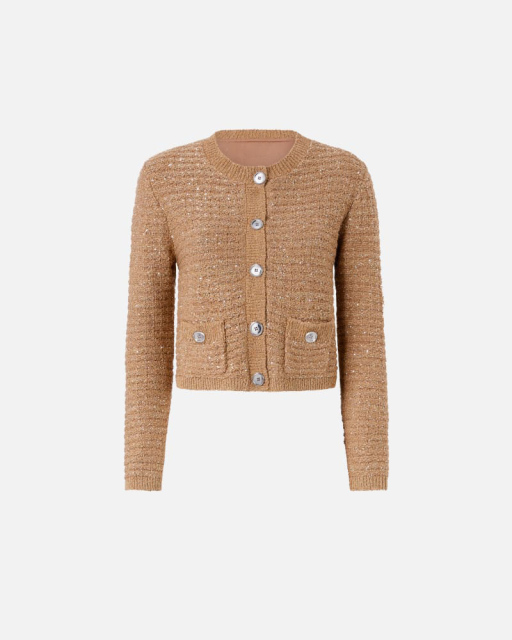 Custom Design Cropped Blue Tweed Cardigan