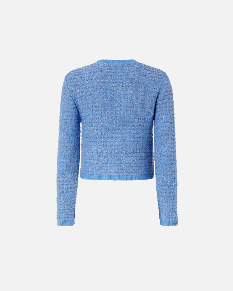 Custom Design Cropped Blue Tweed Cardigan