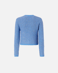 Custom Design Cropped Blue Tweed Cardigan