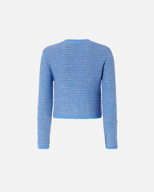 Custom Design Cropped Blue Tweed Cardigan