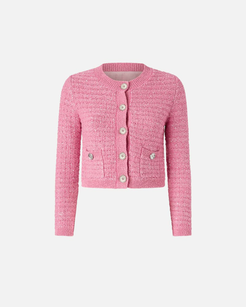 Custom Design Cropped Blue Tweed Cardigan