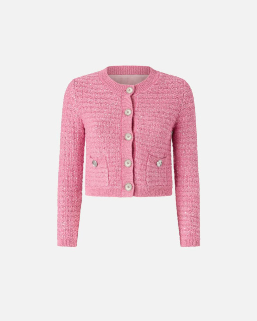 Custom Design Cropped Blue Tweed Cardigan