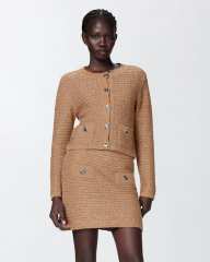 Custom Design Cropped Blue Tweed Cardigan