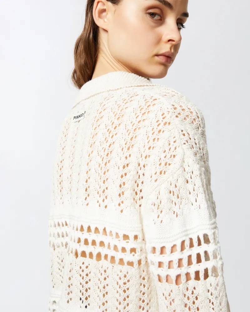 Personalized Knit Openwork V-Neck Pullover Sweater
