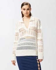 Personalized Knit Openwork V-Neck Pullover Sweater
