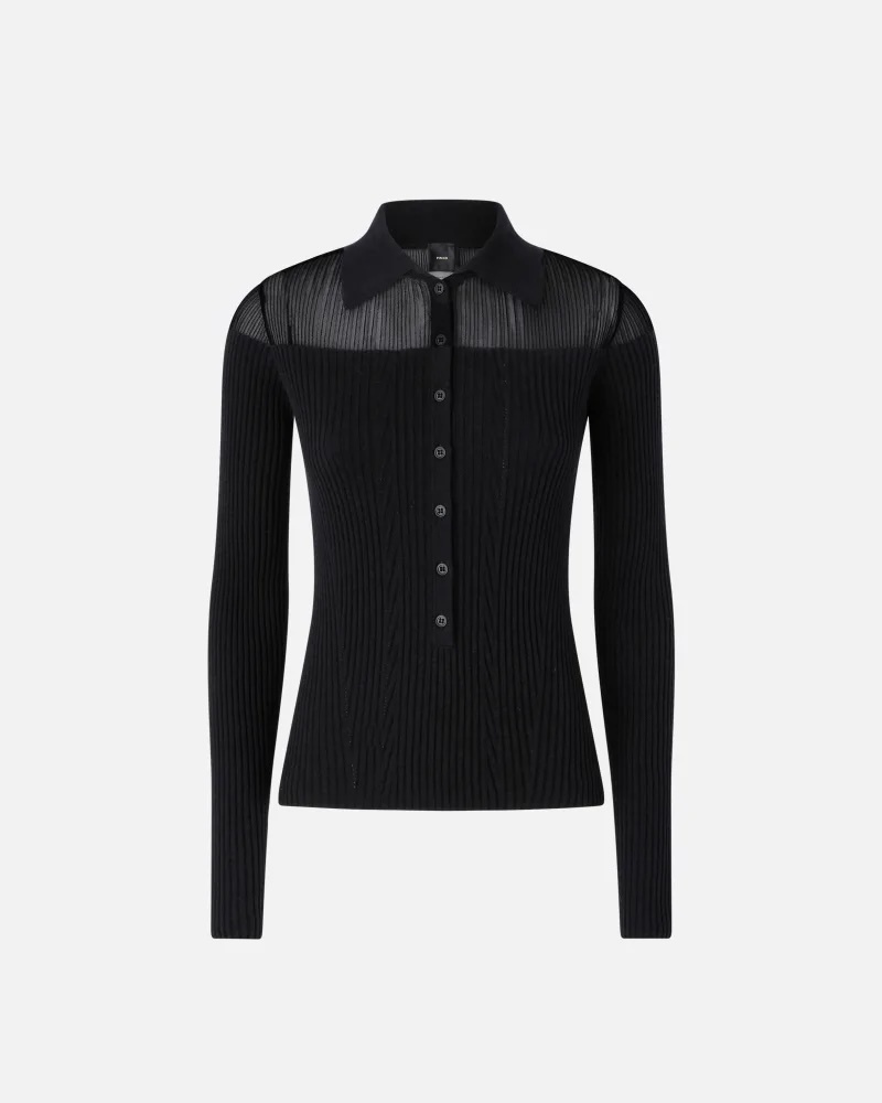 Wholesale Ribbed Button-Up Grey Sweater with Sheer Shoulders