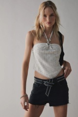 OEM ODM Cut-Out  Lace Strapless Top with Chain Detail
