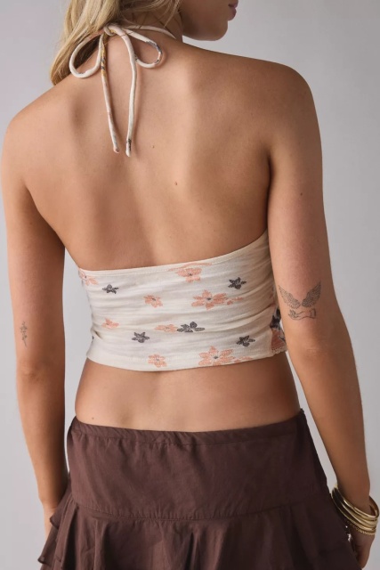OEM ODM Cut-Out  Lace Strapless Top with Chain Detail