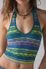 Made-to-order  Multicolor Wave Knit Halter Top