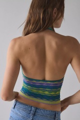 Made-to-order  Multicolor Wave Knit Halter Top