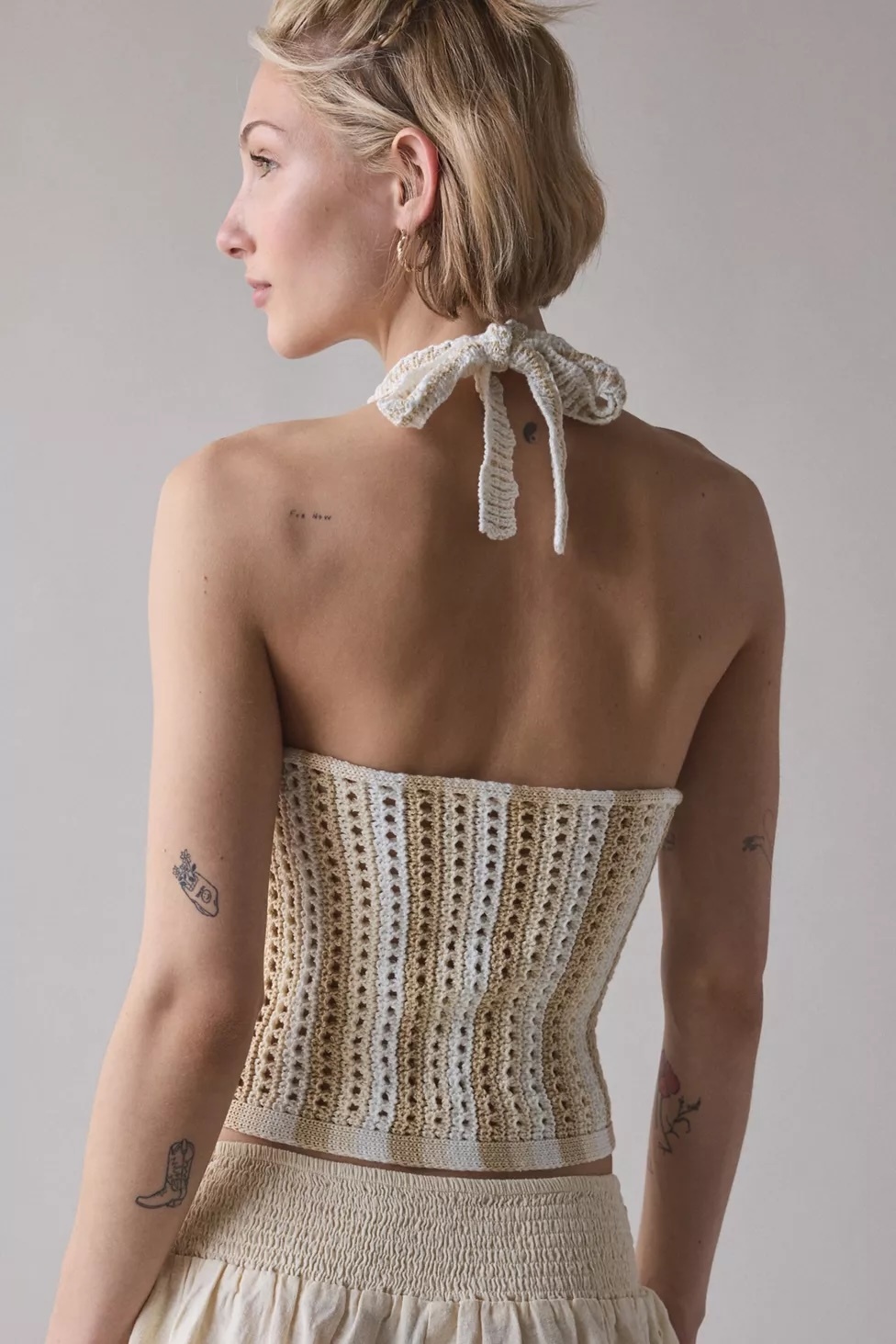 Factory Direct Crochet Halter Top with Drawstring Skirt